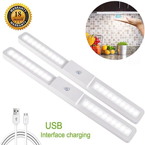 Cabinet Lights Wireless LED Lights Closet Light USB Rechargeable Motion Sensor Light 20 LED Light for Stairs, Drawer, Cupboard with Magnetic Stick-on Anywhere (2 Pack)