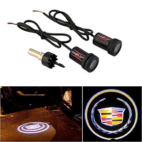 CHAMPLED For Cadillac Car Auto Laser Projector Logo Illuminated Emblem Under Door Step courtesy Light Lighting symbol sign badge LED Glow Performance