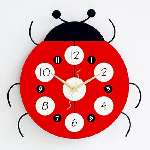 Ladybug Shape Decorative Wall Clocks Modern Design Silent Living Room Wall Clock Wall Watch Home Decor,Red,31cm x 31cm