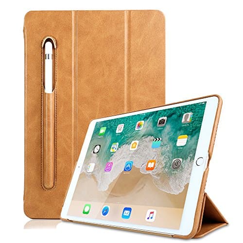 iPad Pro 10.5 Protective Case and Cover,Case with Pencil Stylus Slot Holder, Sammid Portable Ultra Slim PU Leather Case Bag for iPad Pro 10.5 inch - Light Brown