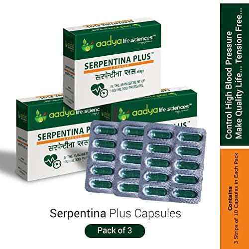 Aadya Life Sciences LLP Serpentina Plus -Herbal Formula to Help High Blood Pressure Stress -30 Capsules (10x3)