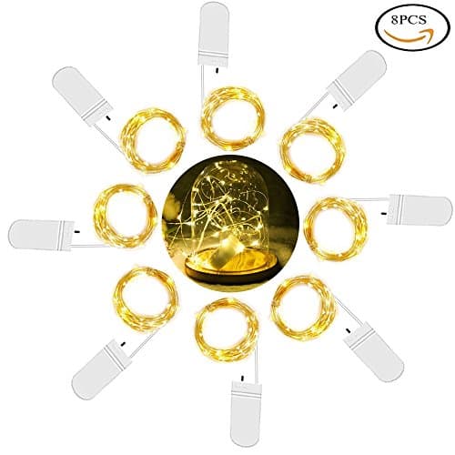 8 PCS 20 LED Starry String Lights, 7.2ft Battery Powered Fairy String Lights, Micro Starry LED Copper Wire String Lights for Home, Garden, DIY Wedding,Bedroom, Party, Holidays and More (Warm White)