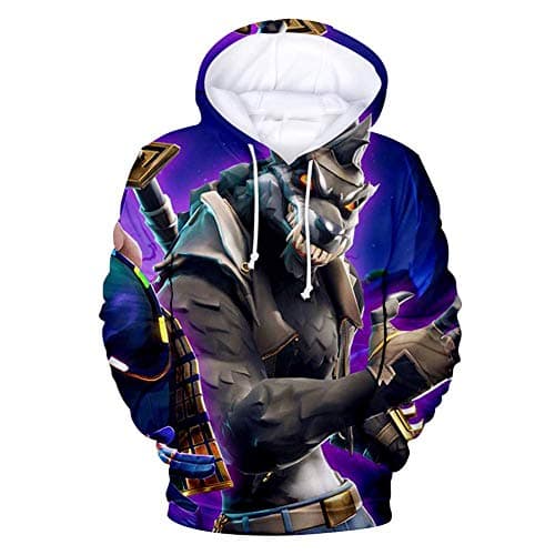 3D Digital Printed Long Sleeve Hoodie with Big Pockets Plus Drawstring Pullover for Boys and Girls
