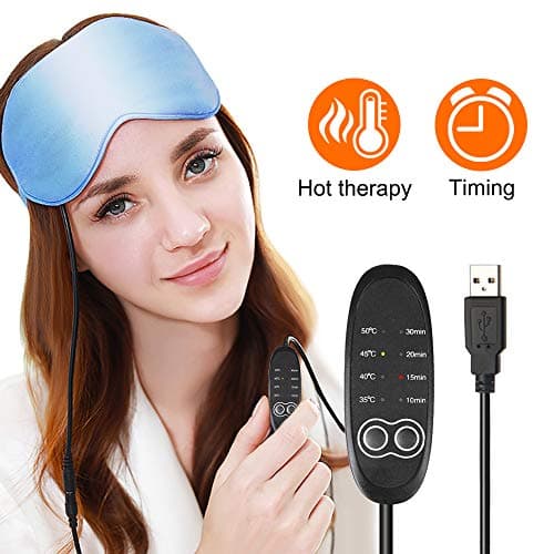 USB Steam Eye Mask, Adjustable Temperature Control Electric Heated Eye Mask to Relieve Eye Stress, Warm Therapeutic Treatment for Dry Eye, Blepharitis, Styes (Blue)