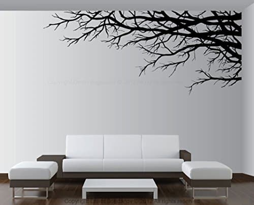 Vinyl Wall Art Mural Decal Tree Top Branches 28"(w) X 30(h) Right to Left (Black)