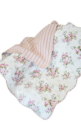 Textiles Plus Perfume Spring Rose Cotton Throw Blanket, Pink/Green