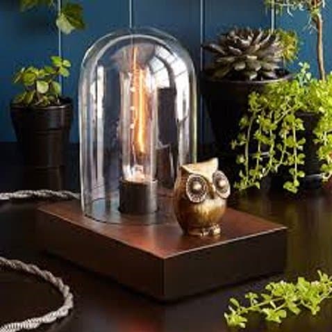 7.75" L x 5.5" W x 8.5" H Vintage-Inspired Mr. Owl Wooden/Glass Touch Lamp