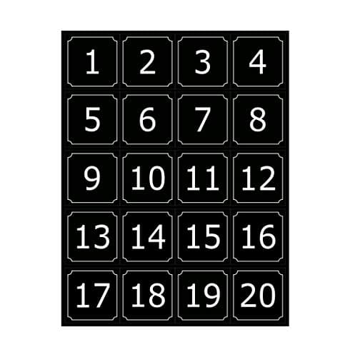 Washer Number Identification Decals(#1-20), Premium Black Water-Resistant Vinyl