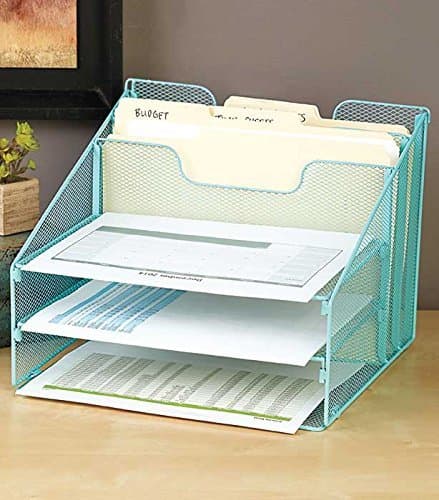 File Organizer (Blue 5-Compartment Desktop File Organizer)