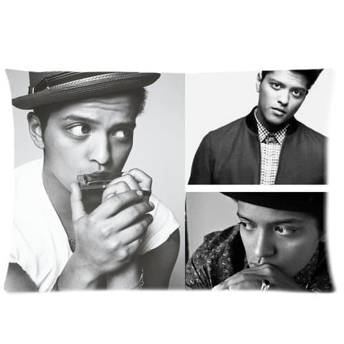 American Pop Singer Bruno Mars Cotton & Polyester Custom DTY Zippered Rectangle Pillowcase Standard 20x30 Two Sides Pillow Case Cover