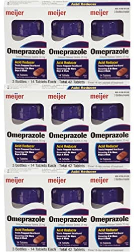 Omeprazole Delayed Release Tablets 20mg Acid Reducer 3 Bottles 14 Tablets Each 42 Tablets per Box- 126 Tablets Total Buy More, Save More (3)