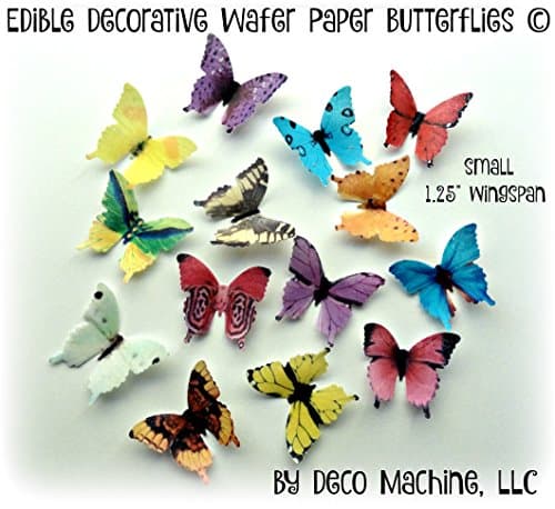24 ASSORTED A1 Small 1.25" Edible Image Decorative Wafer Paper Butterflies © Butterfly Wedding Cake Cupcake Topper