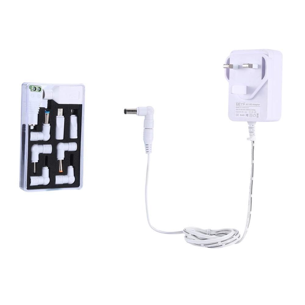 DEYF White 15W Universal Adapter 5V 3.0A 2.5A 2A 1.5A 1.0A 0.5A Switching Power Supply Wall Charger with 10 DC Tips for Raspberry PI,Alexa Echo,CCTV Camera,Wireless Camera,IP Camera,Security Device