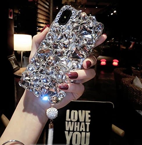 Sasa(TM) iPhone 8Plus/ 7Plus Case ,Luxury Super Shining Crystal Bling Tassel Hard Case Cover for iPhone 8Plus / 7Plus- Crystal White
