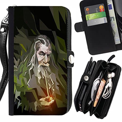 SHIMIN FOR APPLE IPHONE 6 PLUS / 6S PLUS cool tumble pipe art harry man beard Zipper Wallet With Strap Card Holder Case Cover