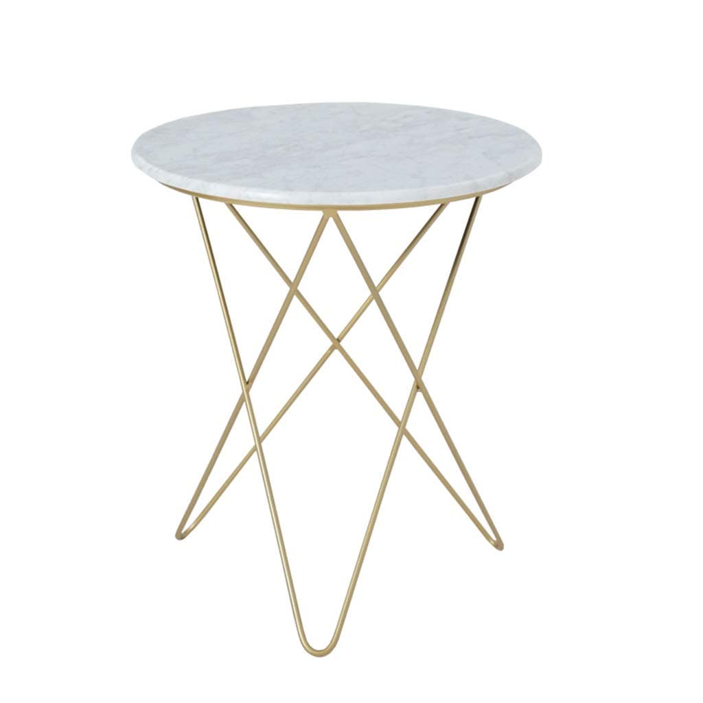 DYFYMXSide table Side table marble tabletop metal frame living room sofa bedroom bedside companion (color : Gold, Size : S)