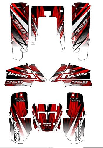 Custom MX vinyl Custom Motorcycle Complete Adhesive Decals Stickers Graphics Kit, Compatible with YAMAHA BANSHEE 350, years 1987-2005, BLACK RED LINES.