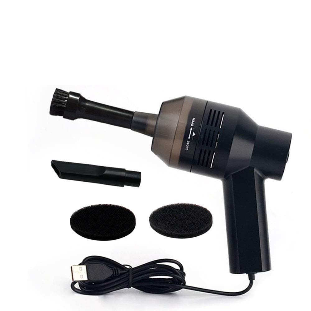 UKHONK USB Mini Vacuum Cleaner Desktop Dust Cleaner Collection Tool with Brush for Cleaning Keyboard Dust,Bread Crumbs,Paper Scrap,Eraser Crunbs,Cigarette Ash,Car Device(Black)