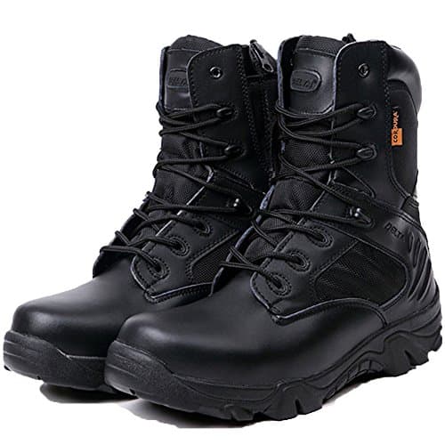 Dleta Classic Side-Zip Training Resistant Military Boot Men's Army Shoes, Black, US 10