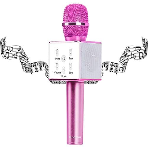 Wireless Karaoke Microphone, Rodzon Portable 3-in-1 Handled Multi-function Bluetooth Microphone and Built-in Speaker for Cellphone, PC and Smart Devices (P)