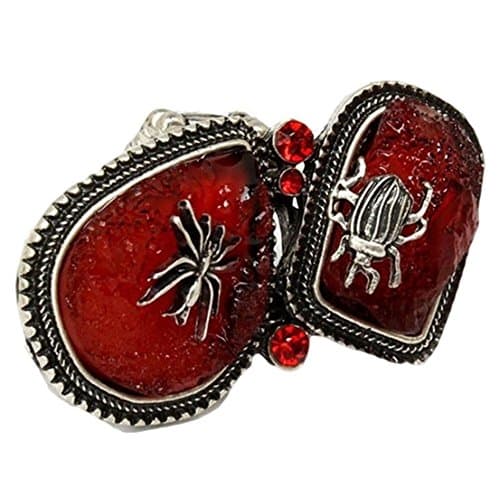 Red Stretch Ring H6 Insect Spider Beetle Bug Stones Scarab Beetle Big Fashion Jewelry