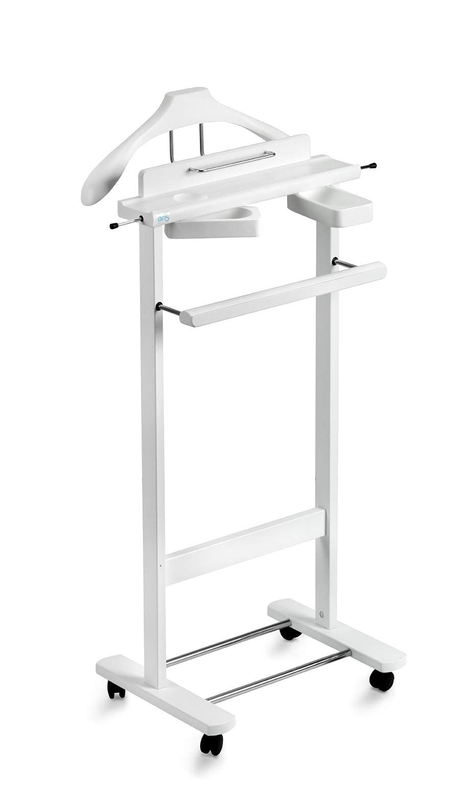 Aris Galant - Luxury Valet Stand In Solid Beech Wood - Handcrafted in Italy - White Finish