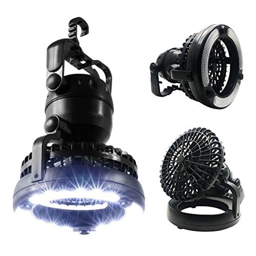 2 in 1 Tent Camping Light and Ceiling Fan with 18 Super Bright LED Light Portable Hiking Outdoor (2 in 1 Tent Camping Light)