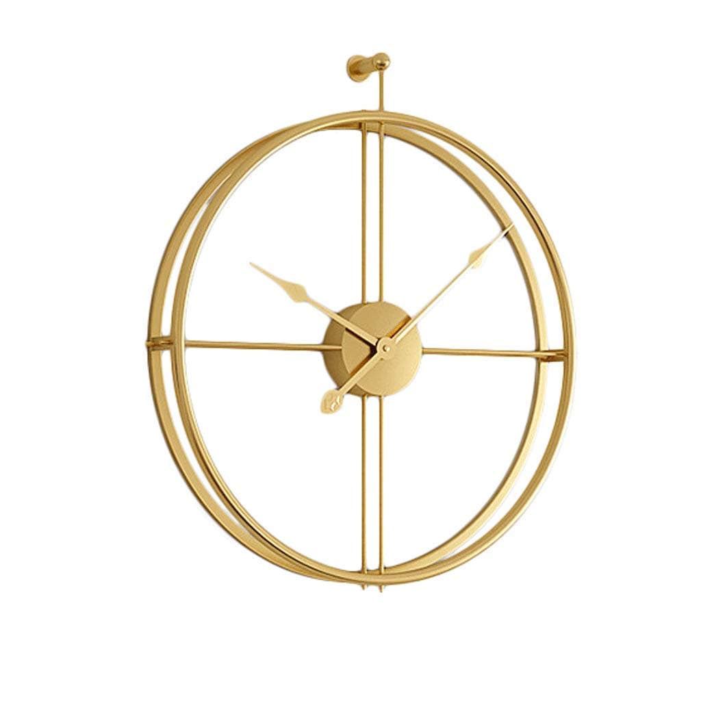 HIGJ Polygon Wall Clock Oversized Metal Clocks Round Clock Minimalist Decorative Pocket Watch No Ticking 52cm (Color : Gold)