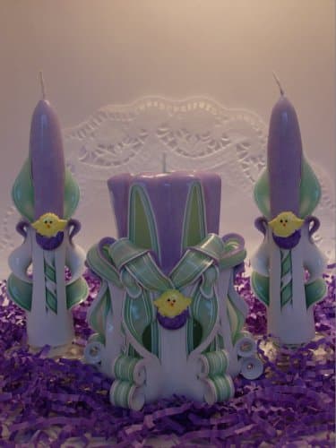 Easter Chick Candle Set (Purple and Green)