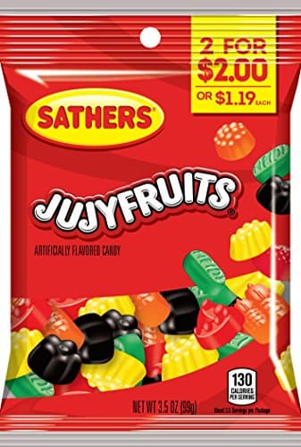 Sathers Jujyfruit Candy, Raspberry/Licorice/Lime/Orange/Lemon, 3.5 Ounce (Pack of 12)