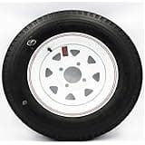 LoadStar 4-hole 12" x4" White Spoke with Red and Blue Pin Stripe Trailer Wheel and Tire 5.30-12 6ply