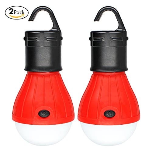 2 Pack Sanniu Portable LED Lantern Tent Light Bulb for Camping Hiking Fishing Emergency Light, Battery Powered Camping Equipment Gear Gadgets Lamp for Outdoor &amp; Indoor(RED)