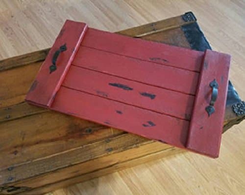 Decorative Red distressed wooden serving tray