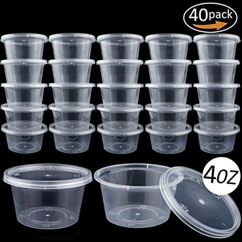 12 oaks 40 Pack Slime Containers with Lip Round Clear Slime Foam Ball Big Storage Cups with Lids