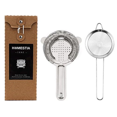 Cocktail Strainer Set Stainless Steel Bartender Tools Hawthorne Strainer &amp; Fine Mesh Double Strainer by Homestia