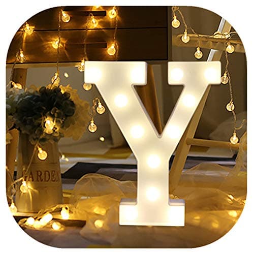 Letter Lights,Keepfit Light Up White Plastic Standing/Hanging Alphabet/Number Light Decorative Lights Signs for Home Party (Y, 8.7"x7.1"x1.8")