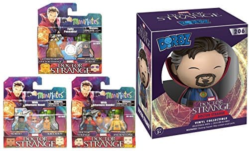 Comic Heroes Marvel Minimates Dr. Strange + Funko Dorbz #206 2 pack Exclusive Astral Form Doctor Strange and Strong Zealot!, Doctor Strange and The Ancient One + Mordo and Kaecilius mini hero figures