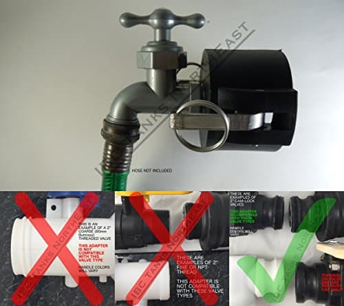 UKC 275/330 IBC Tote Drain Adapter 2" Cam-Lock x Grey Plastic Hose Faucet Valve