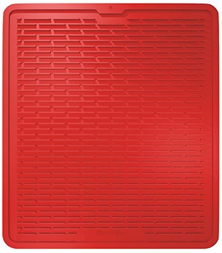 Silicone Dish Drying Mat - Kitchen Sink Organizer - Waterproof Countertop Mat 17.6 x 15.6 inches (XL Red - Orange)