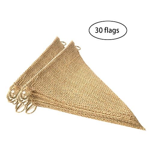 Purture 30 Pcs Burlap Banner, 28 Ft Triangle Flag ,DIY Decoration for Holidays, Camping, Social Activity and Party Shipping by FBA