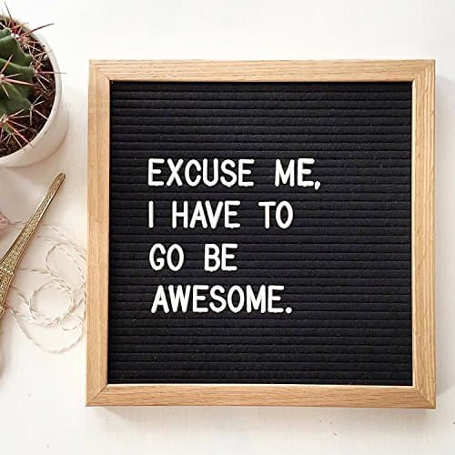 Proper 10" x10" Felt Letter Board with Oak Frame | 340 Letters | Perfect for Quotes, Office, &amp; Interior Decor (Black)
