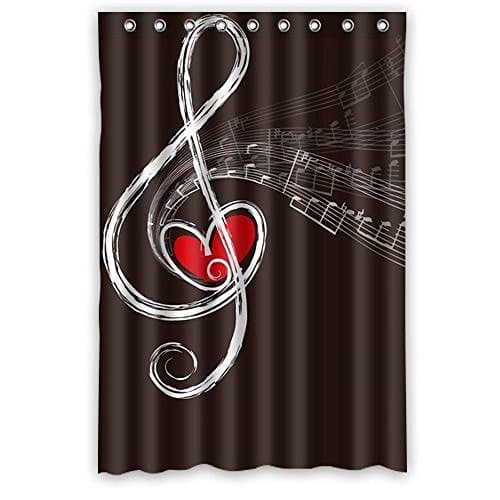 Custom Ative Music Musical Note Polyester Fabric Window Curtain 50"X84"(One Piece) Drapes for Bed/Living Room