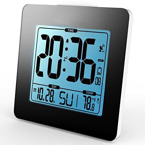 Digital Alarm Clock, Large LCD Display Temperature Alarm clock Display Nightlight and Snooze Smart Blue Backlight Digital clock