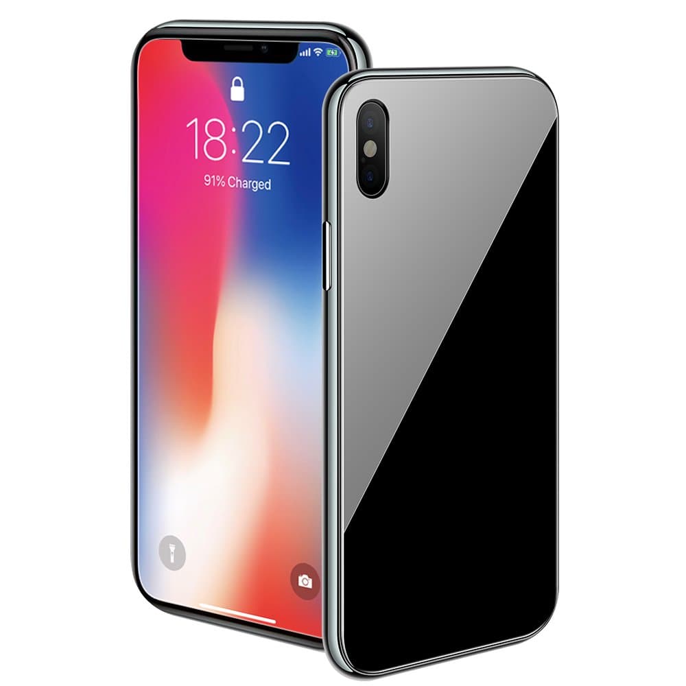 iPhone X Magnetic Case with Metal Frame Glass Back Case for iPhone 10 Aluminum Alloy Tempered Glass with Built-in Magnet Flip Cover for iPhone X/10 5.8'' (Black, iPhone X/10 5.8'')