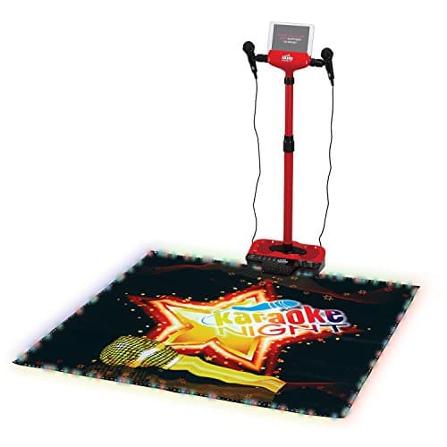 Kids Karaoke System Microphone with Stand and Lighted Dance Mat Karokee Machine