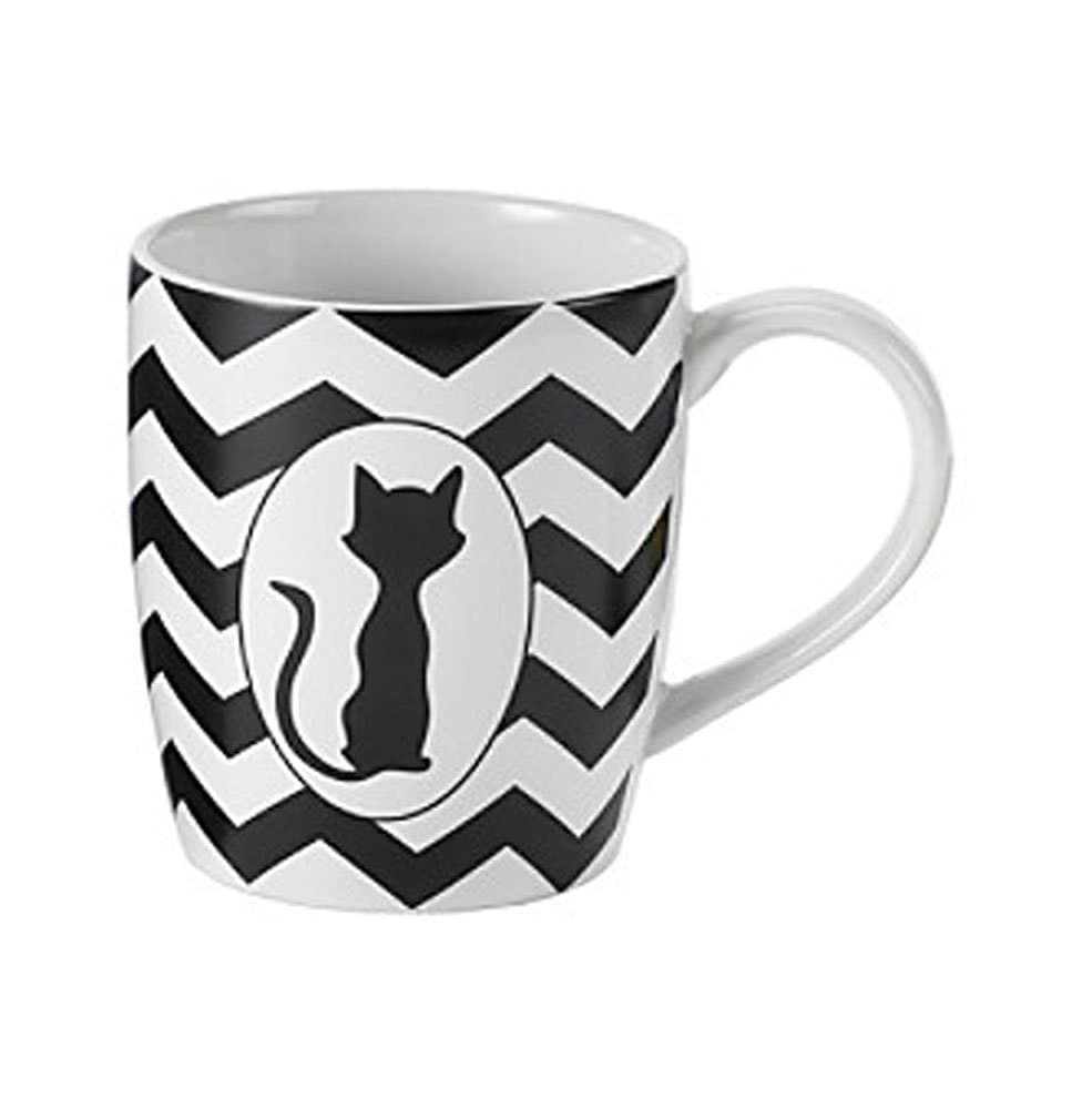 Chevron Black Cat Silhouette Mug