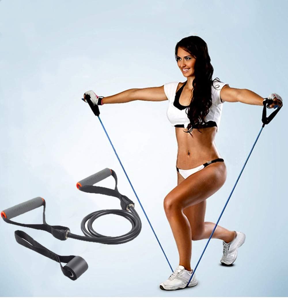 TOCO FREIDO Single Resistance Bands, Workout Bands with Handles and The Exercise Bands with Door Anchor, Suitable for Resistance Training, Physical Therapy, Home Workouts, Boxing Training