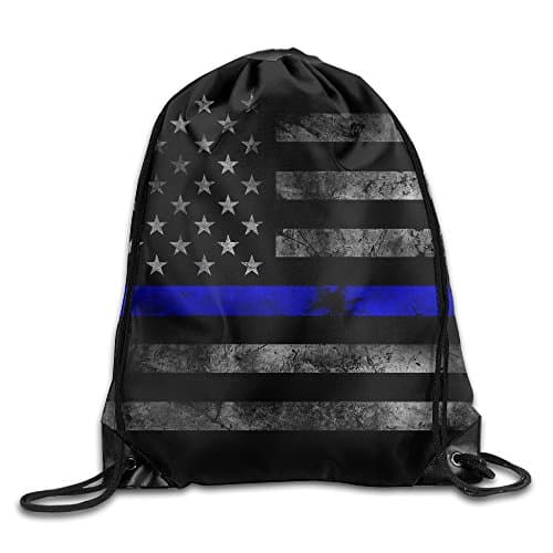 SUNG916 Thin Blue Line Flag Gym Drawstring Bags Backpack