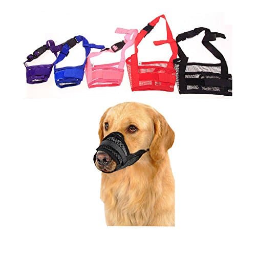 Dog Mouth Cover Adjustable Mesh Pet Dog Muzzle for Biting (S, Black)