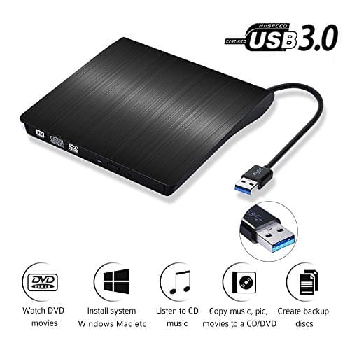 External CD Drive, Wahom USB 3.0 Slim Portable External DVD Drive, High Speed Data Transfer External CD DVD Drive CD/DVD-RW Drive/Writer/Burner/Rewriter/Player for Laptop Macbook Pro Win 8 (Black)